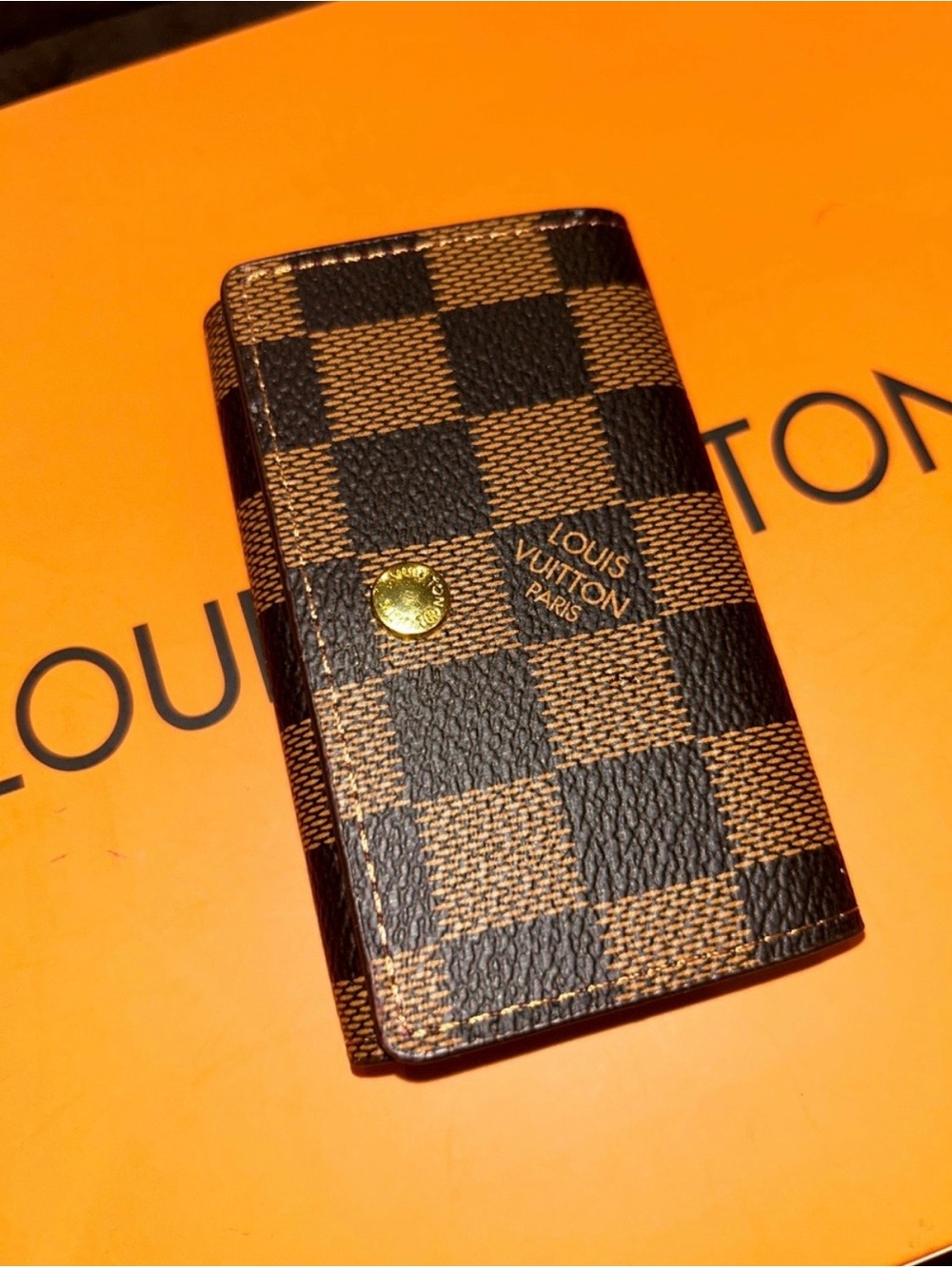 Fashion..no brand.. Brown Damier Canvas Key & Card Holder with Snap Closure NWOT - Picture 2 of 4